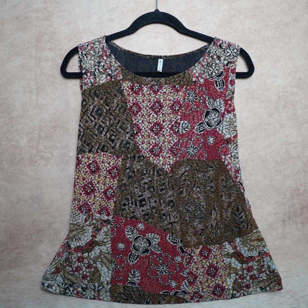 White Stag Patchwork Print Tank Top Boho L